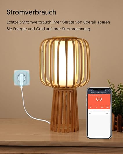 WLAN Steckdose mit Strommessung - Alexa Steckdose 4er Pack 16A mit Zeitplan und Überlastschutz, Smart Home Steckdosen kompatibel mit Alexa Echo und Echo Dot, Google Home SmartThings