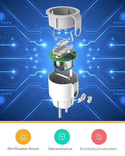 WLAN Steckdose mit Strommessung - Alexa Steckdose 4er Pack 16A mit Zeitplan und Überlastschutz, Smart Home Steckdosen kompatibel mit Alexa Echo und Echo Dot, Google Home SmartThings