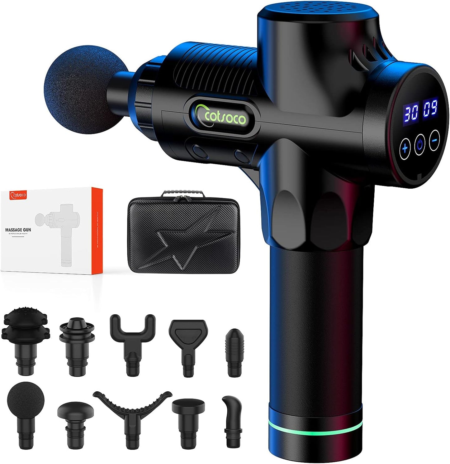 Massagepistole Massage Gun,Massage Pistole für Rücken Nacken und Schulter, leises elektrisches Massagegerät mit 30 Geschwindigkeiten und 6 Köpfen, Muskel massagegerät für Schmerzlinderung