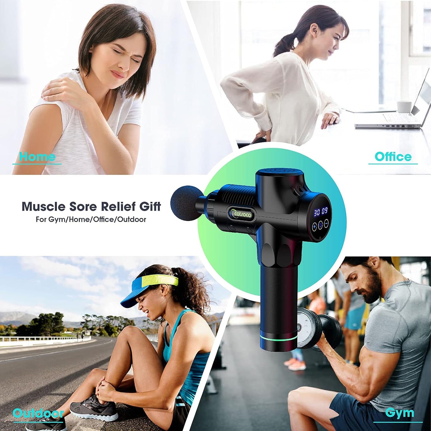 Massagepistole Massage Gun,Massage Pistole für Rücken Nacken und Schulter, leises elektrisches Massagegerät mit 30 Geschwindigkeiten und 6 Köpfen, Muskel massagegerät für Schmerzlinderung