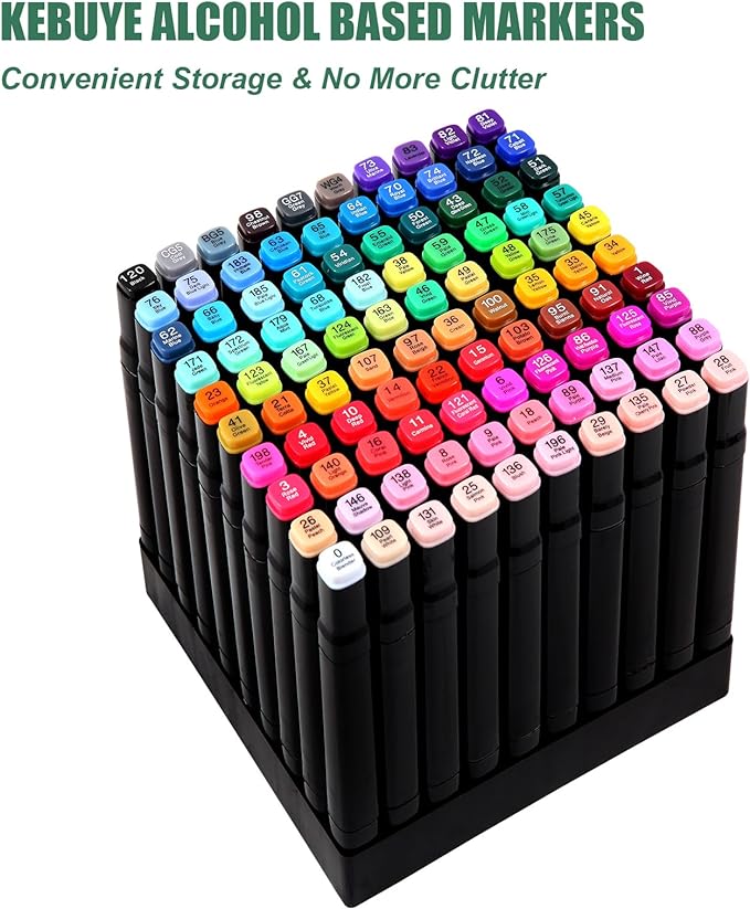 100 Felt Tip Pens, Marker Set, Twin Marker, Highlighter Pen Set for Students, Manga Design and Drawing, Sketching, Painting, Art Marker with Black Carry Bag and Spacer