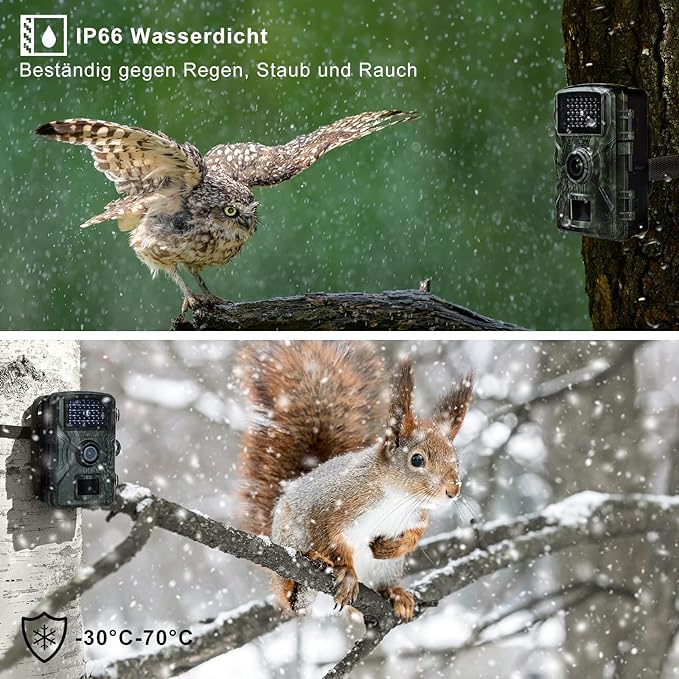 Wildkamera 48MP 4K, Wildkamera mit Bewegungsmelder Nachtsicht, Wildkamera Outdoor, Wildtierkamera mit Nachtsicht Bewegungsmelder, Wildtierkamera mit 32G Speicherkarte
