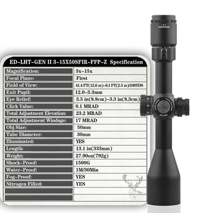 DISCOVERYOPT 3-15X50SFIR FFP-Z Optics Scopes