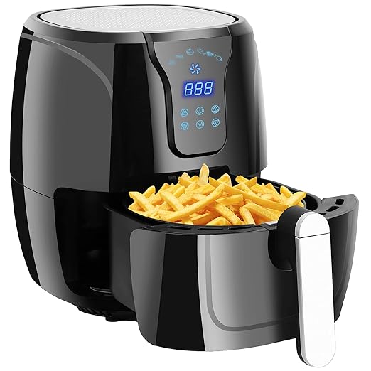 Vpcok Direct Hot Air Fryer Airfryer with 6 Different Cooking Programmes, Multifunctional Hot Air Fryer for 2-4 People XL (1300 W, 5 kg) with LED Digital No BPA, PFOA Includes Recipe Book (Multi-Way)