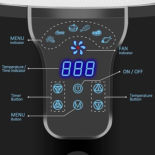Vpcok Direct Hot Air Fryer Airfryer with 6 Different Cooking Programmes, Multifunctional Hot Air Fryer for 2-4 People XL (1300 W, 5 kg) with LED Digital No BPA, PFOA Includes Recipe Book (Multi-Way)