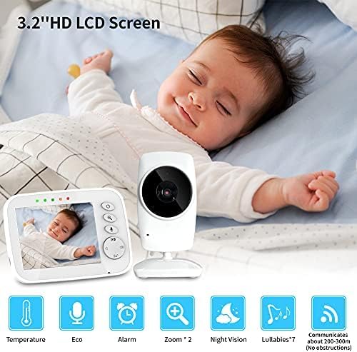 NWOUIIAY Baby Phone 3,2-Zoll Baby Monitor 2.4 GHz Baby Kamera mit LCD Nachtsichtkamera HD Digital Video & Bidirektionale Intercom-Funktion