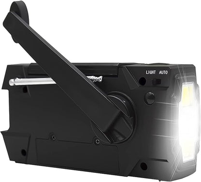 5in1 Solar Kurbelradio, AM/FM, USB, 4000 mAh Powerbank, LED Taschenlampe, Leselampe SOS-Alarm, Bewegungsmelder, Dynamo Kurbel Radio Weltempfänger Notfallradio für Camping