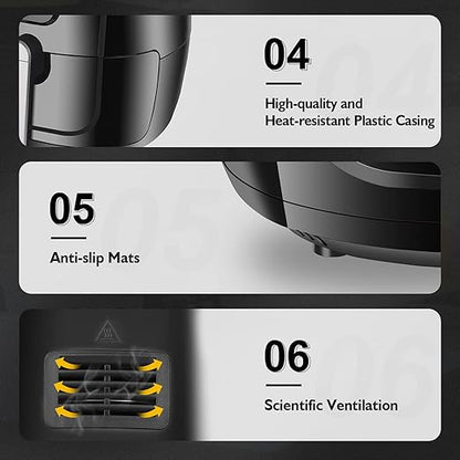 Vpcok Direct Hot Air Fryer Airfryer with 6 Different Cooking Programmes, Multifunctional Hot Air Fryer for 2-4 People XL (1300 W, 5 kg) with LED Digital No BPA, PFOA Includes Recipe Book (Multi-Way)