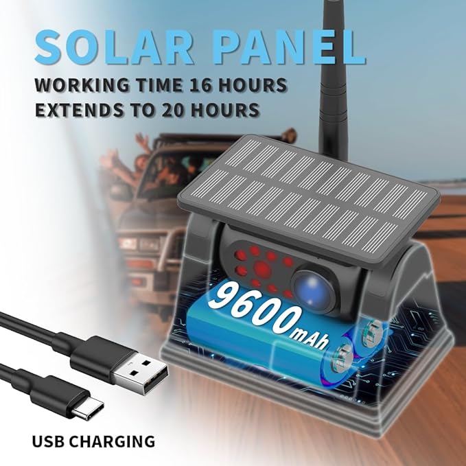 Drahtlose Rückfahrkamera für Auto Solar Wifi Magnetische Kamera für iPhone, Front/Rückfahrkamera 1080P Wasserdicht, RV Rückfahrkamera für LKW Anhänger Bus Camper Boot