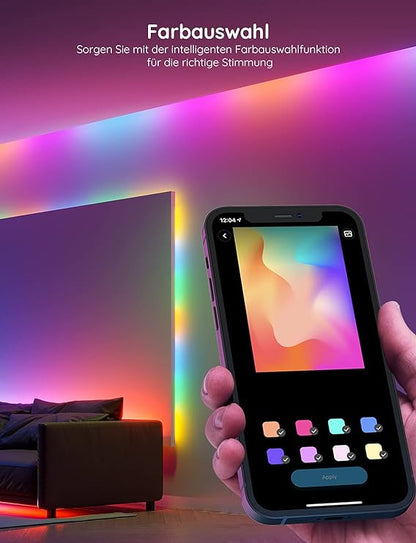 LED Strip, RGBIC LED Streifen 10m, Musik Sync, Segmentcontrol, Farbwechsel, 64 Szenenmodus, Steuerbar via App, für Party, Zuhause, Schlafzimmer, TV, 10M [Energieklasse G]