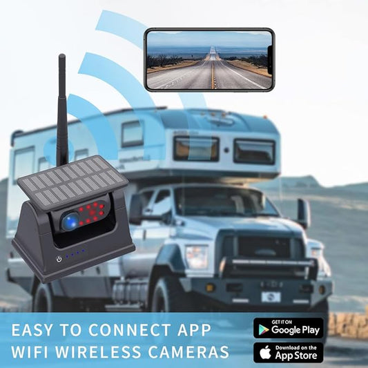 Drahtlose Rückfahrkamera für Auto Solar Wifi Magnetische Kamera für iPhone, Front/Rückfahrkamera 1080P Wasserdicht, RV Rückfahrkamera für LKW Anhänger Bus Camper Boot
