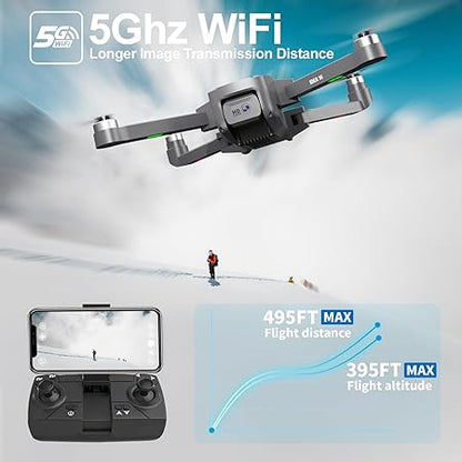 Bürstenlose Motor Drohne mit 2 Kameras 40KM/h MAX Windbeständig 4 Level 5GHz WIFI FPV Drohnen mit HD Kamera RC Quadcopter Drone für kinder Erwachsene 2 Akkus idea16 UAV