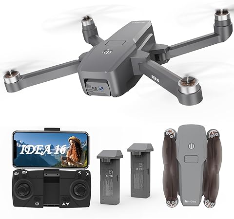 Bürstenlose Motor Drohne mit 2 Kameras 40KM/h MAX Windbeständig 4 Level 5GHz WIFI FPV Drohnen mit HD Kamera RC Quadcopter Drone für kinder Erwachsene 2 Akkus idea16 UAV