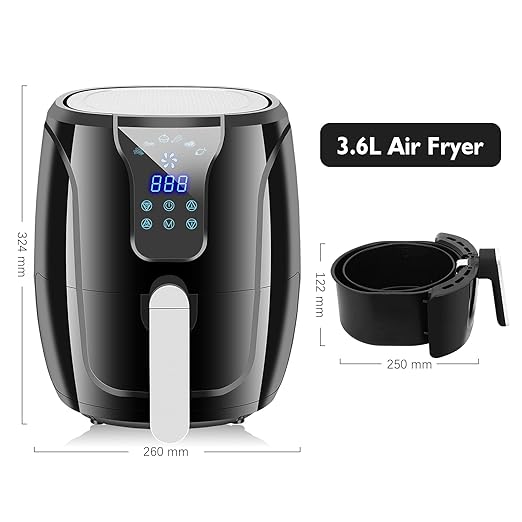 Vpcok Direct Hot Air Fryer Airfryer with 6 Different Cooking Programmes, Multifunctional Hot Air Fryer for 2-4 People XL (1300 W, 5 kg) with LED Digital No BPA, PFOA Includes Recipe Book (Multi-Way)