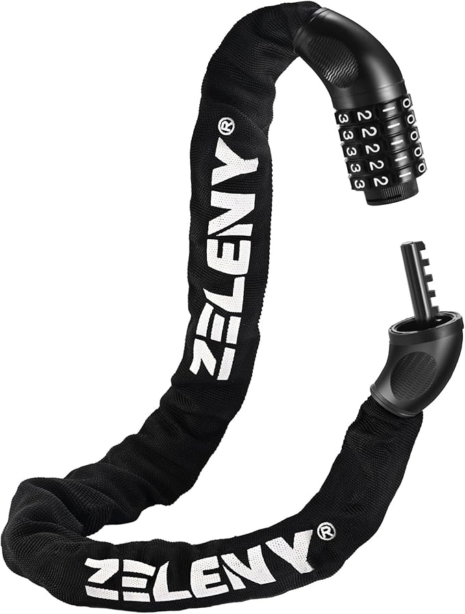 ZELENY Bicycle Lock High Security 7 mm Bicycle Lock Combination Lock Bicycle with 5 Digit Combination Code, 90 cm Chain Lock Bicycle Lock Bicycle Chain Locks for Bikes Motorcycle e Scooter