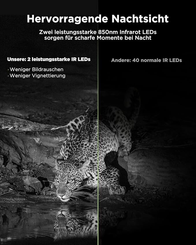 Solar Wildkamera 4K 30fps, 46MP Wildkamera WLAN Bluetooth, 120° Erfassungs Winkel Bewegungsmelder Nachtsicht IP66 Wasserdicht für Wildtier Überwachung mit U3 32GB Micro SD-Karte