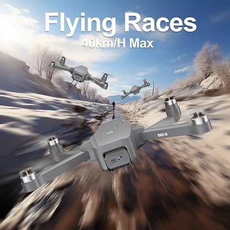 Bürstenlose Motor Drohne mit 2 Kameras 40KM/h MAX Windbeständig 4 Level 5GHz WIFI FPV Drohnen mit HD Kamera RC Quadcopter Drone für kinder Erwachsene 2 Akkus idea16 UAV