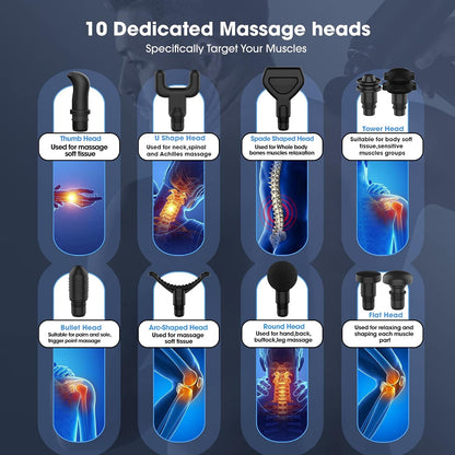Massagepistole Massage Gun,Massage Pistole für Rücken Nacken und Schulter, leises elektrisches Massagegerät mit 30 Geschwindigkeiten und 6 Köpfen, Muskel massagegerät für Schmerzlinderung