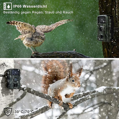 Wildkamera 48MP 4K, Wildkamera mit Bewegungsmelder Nachtsicht, Wildkamera Outdoor, Wildtierkamera mit Nachtsicht Bewegungsmelder, Wildtierkamera mit 32G Speicherkarte