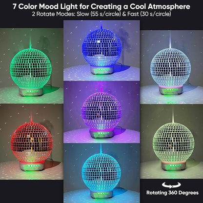 Disco Ball Diffuser Rotating - Aroma Diffuser Essential Oils, Cute Humidifier for Home and Office, Disco Balls Decoration, Disco Ball Diffuser, Silver