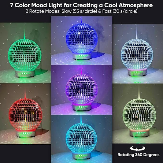Disco Ball Diffuser Rotating - Aroma Diffuser Essential Oils, Cute Humidifier for Home and Office, Disco Balls Decoration, Disco Ball Diffuser, Silver