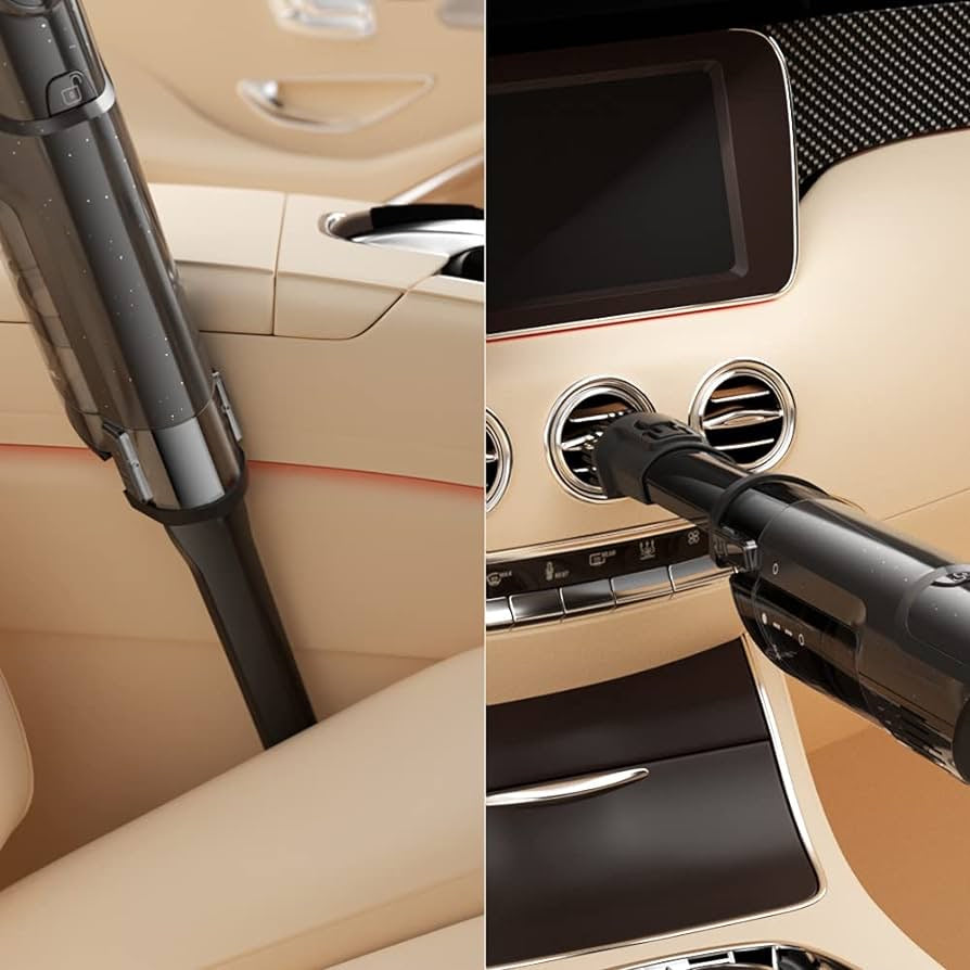 VOSFEEL-Store Handstaubsauger Akku beutellos 15000Pa Bürstenloser Motor 2500mAh mit HEPA-Filter 160W Autostaubsauger Akku Staubsauger kabellos für Tierhaare, Haushalt, Staub und Auto, Grau
